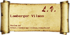 Lamberger Vilmos névjegykártya